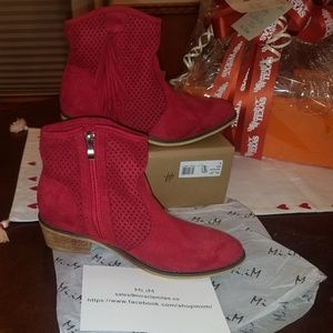 Red Suede Boots Sz 8